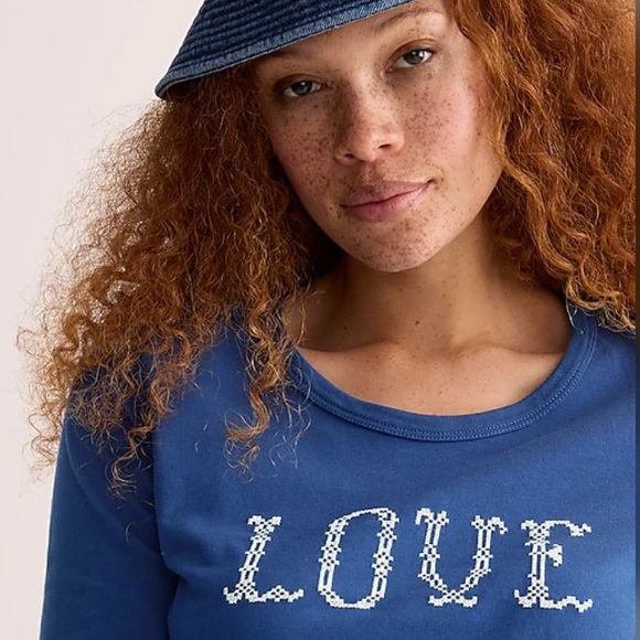 J. Crew NWT Broken-In Jersey "LOVE" Long-Sleeve T-Shirt - Picture 2 of 3